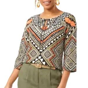 CHICO’S 100% Cotton Aztec Multicolor Top